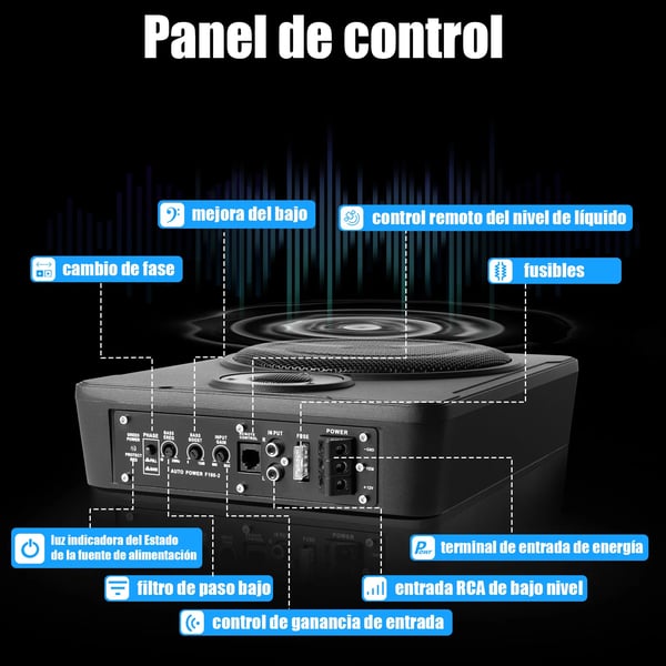Subwoofer, 600W Effekt, Kompakt Under-Säte Design,8"
