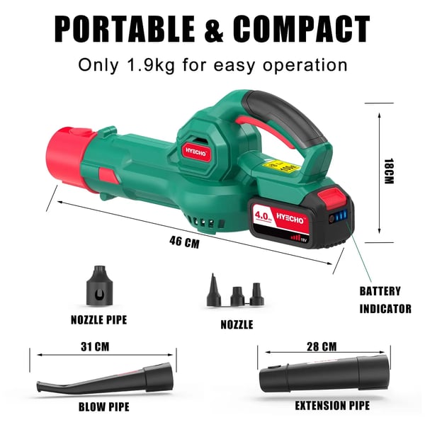 Lehtipuhallin, 18 V akku, 250 W syöttöteho