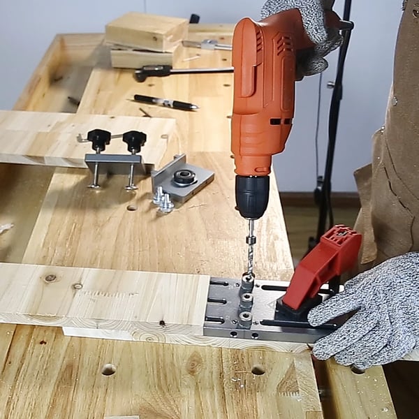 Wood Dowelling Jig, 3-i-1 Alsidig Værktøj, Nem at Bruge, Holdbar Konstruktion