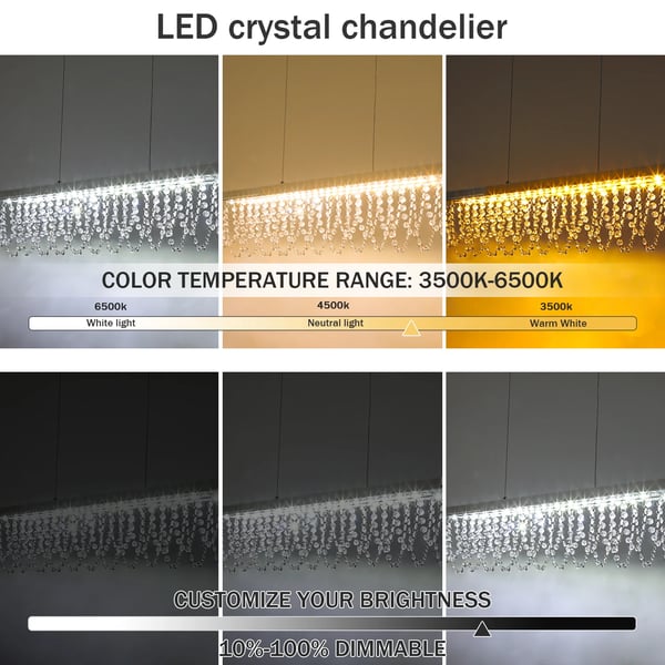 Kronelys, Dæmpbar LED, Justerbar med Fjernbetjening,ændrebar, 90x11x150cm, HVID