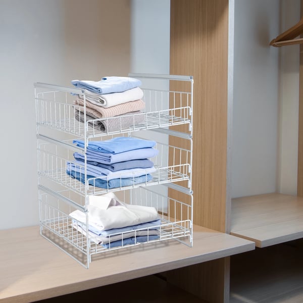 Utrækkelig Organizer, 3-lags Design, Holdbart Kulstofstål,Hvid, 3-lags, S