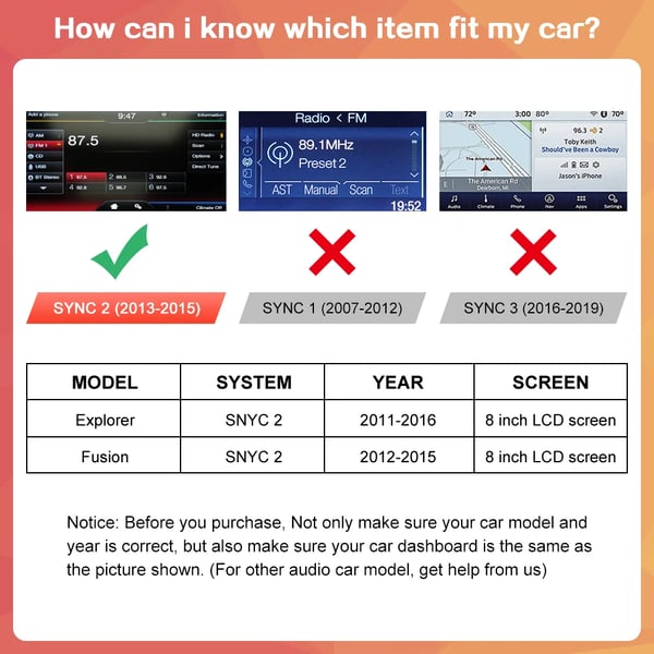 Trådlösa CarPlay, Android Auto, Mirror Link-funktioner,Sync 2-Guld