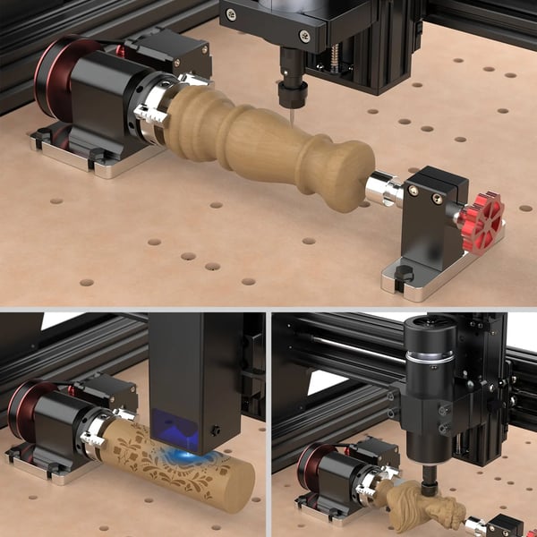 4-aksers bagstøtte CNC-modul, 60 mm chuckstørrelse, aluminiumlegering, kompatibel med TTC450 og TTC6050, CE-certificeret, 4-kæbe chuck