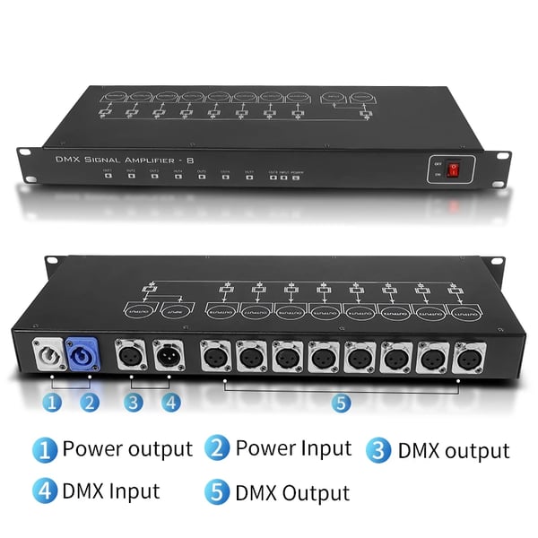 DMX512 Signal Splitter, 8 Kanal Kontrol, Holdbar Design,3pin