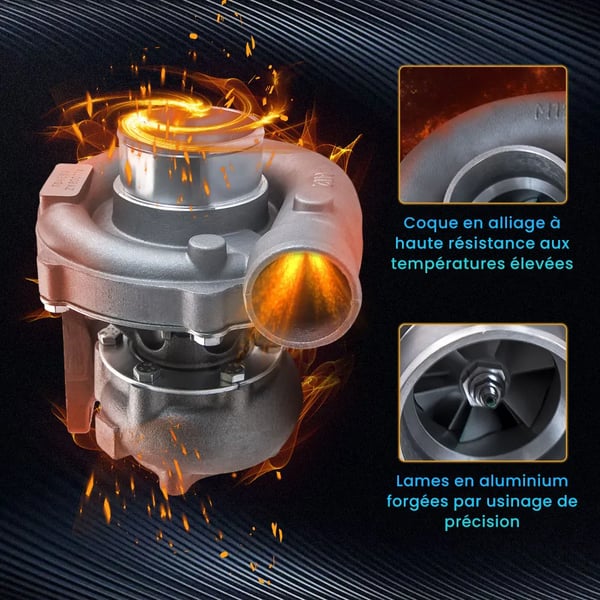 Turbocharger, Kompatibel med 1.5L til 2.5L Motorer, Øger op til 400HK, T3 T4 Flange, Oliekølet, Uden Wastegate