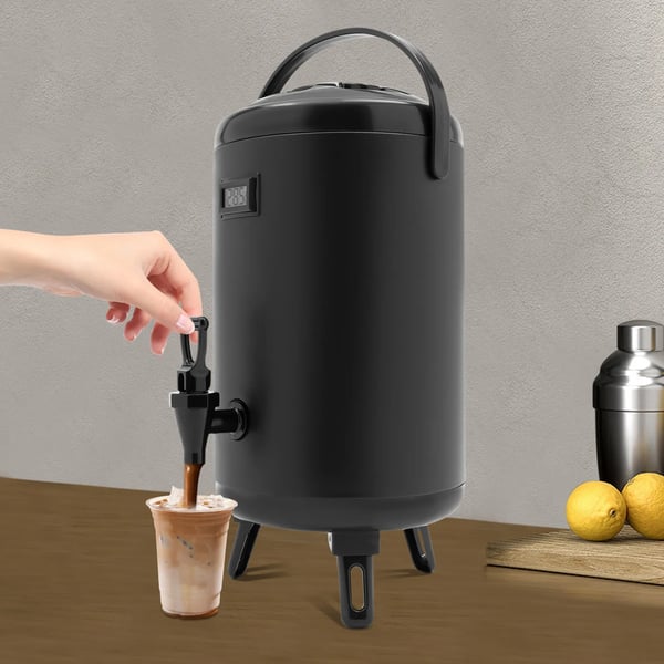 Varmedrik Dispenser, 10L Kapacitet, Rustfrit Stål Materiale, Isoleringstid 12 Timer, Fodstøtte Højde 8cm, Moderne Design