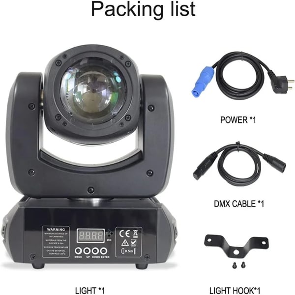LED Moving Head Beam Light, 100W Effekt, 90-240V Spænding, Selvstændig Installation,sort, EU-stik