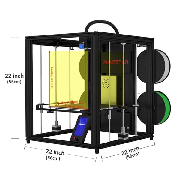 3D-printer, flerfarvet print, justerbart design med fire ekstrudere, automatisk nivellering,sort, EU