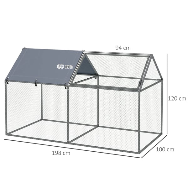Litet Djur Bur, Metallkonstruktion, Rymlig Design,Silver, 198x100x120 cm