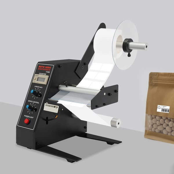 Etikette dispenser, Automatisk drift, Justerbar hastighed,Sort
