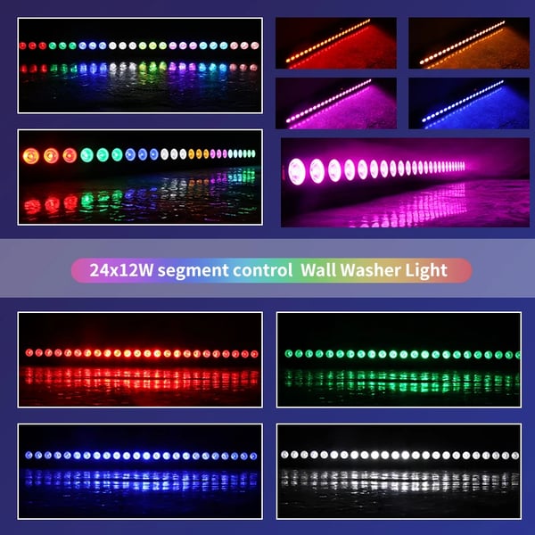 LED Vaskelys, 24 x 12W RGBW LED'er, DMX512 Kontrol,Fjernbetjening, EU-stik