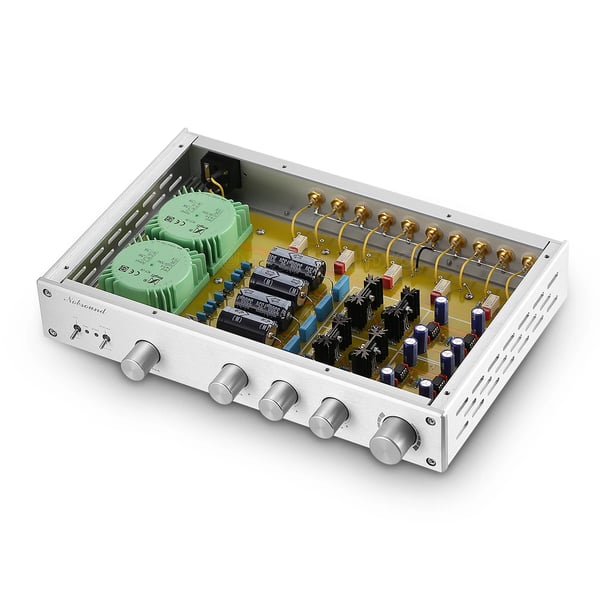 Forstærker, 2.0-kanal, aluminiumlegeringskasse, frekvensrespons 2 Hz - 40 kHz, SNR 115dB, THD 0.003%