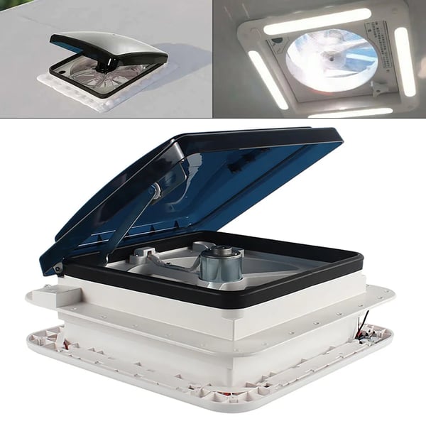 12V Husvagnstakventilator, LED-belysning, Tyst drift,som bild