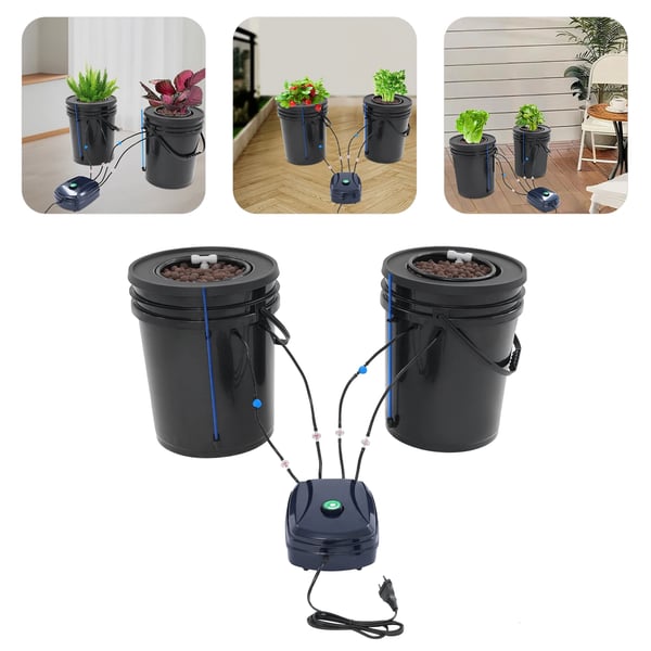 Hydroponisk System, Dybde-Vand Kultur, Luftpumpe Inkluderet,sort