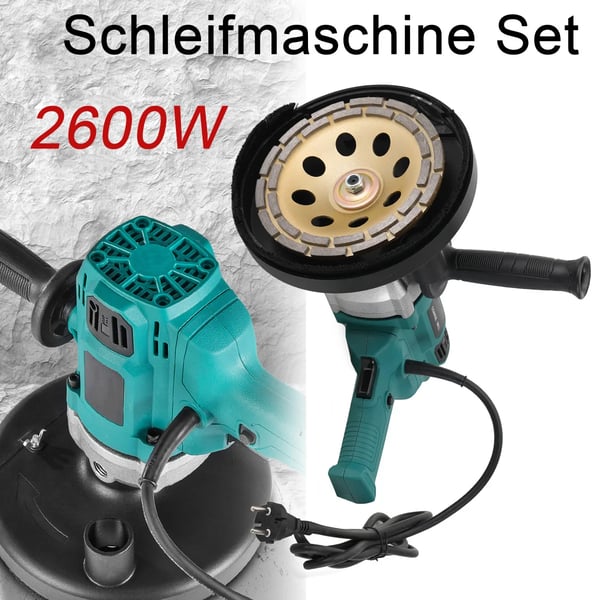 Betongslip, Effekt 2600W, Spänning 220V, Hastighetsområde 1-3000r/min, Hjuldiameter 180mm, Vikt 7.1kg