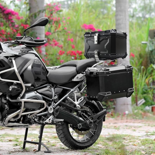 Motorcykel Topplåda, Hållbar Aluminium, Universell Kompatibilitet,X-55L-SVART