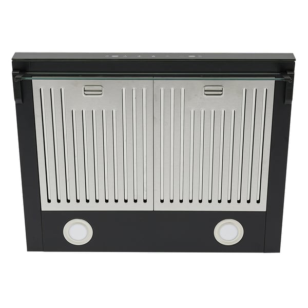 Køkkenventilator, 60 cm bredde, 2 x 100W motorkraft, 350 CFM sugeevne, 55 dB støjniveau, berøringskontrol