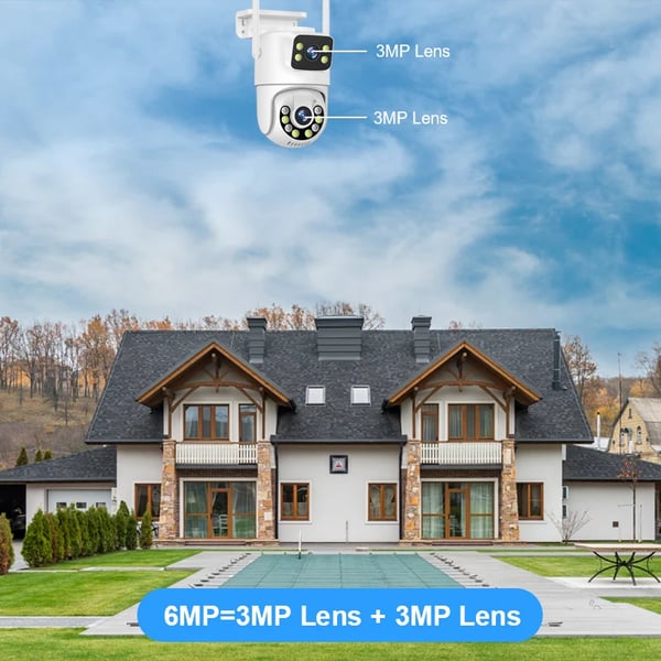 IP-kamera, dubbelobjektiv, tvåvägsljud,6MP x Adapter