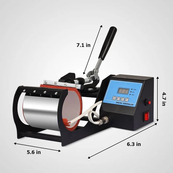 Kop Varmepresser, Kompatibel med 11oz Kopper, Temperaturinterval 200°F-430°F, Tidsinterval 0-999 Sekunder, CE Certificeret, LCD Kontrolpanel