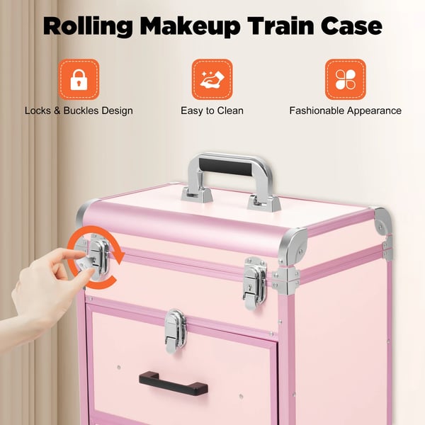 Makeup Organizer, Bärbar Design, Effektiv Förvaring,Rosa