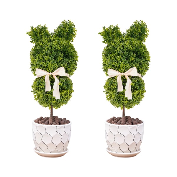 Kunstig Kanin Topiary Træ, Håndlavet, Alsidig Dekoration,grøn