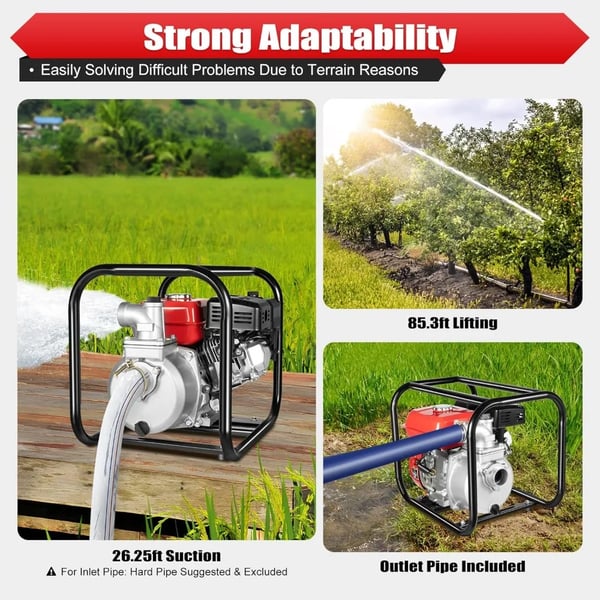 Vattenpump, bensindriven, hög effektivitet,Röd, EU, 220V