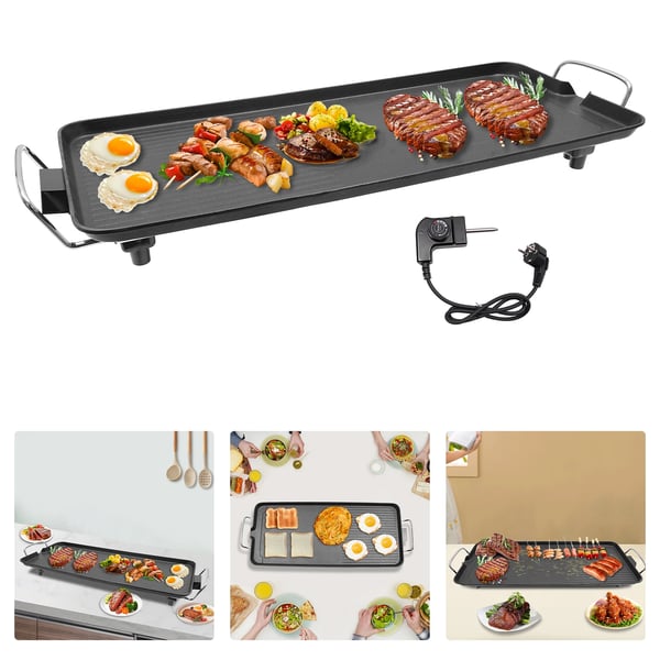 Elektrisk Grill, Non-Stick Belægning, Justerbar Temperatur,sort