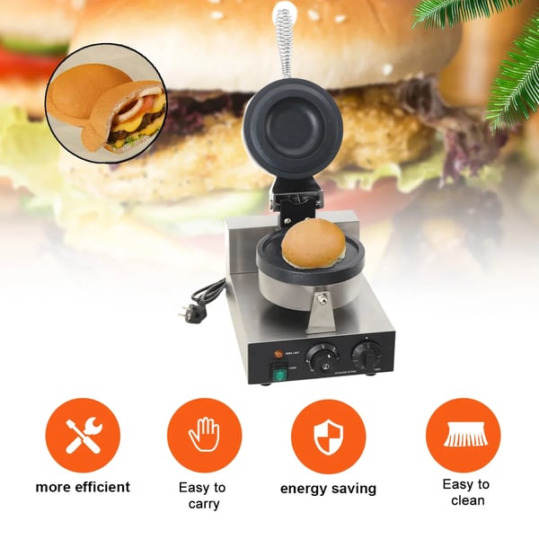 Isvaffelmaskine, 1200W effekt, temperaturinterval 50-300°C, non-stick design, holdbart rustfrit stål, justerbar timer 1-5 min