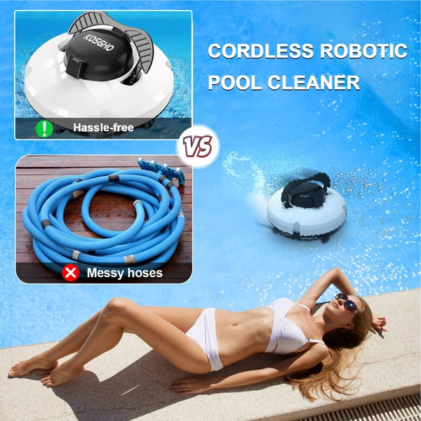 Robotstøvsuger til swimmingpool, dobbeltmotorer, trådløs design,Elektrisk