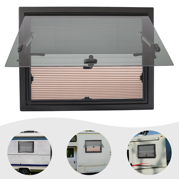Campingvindue, Holdbar Aluminiumkonstruktion, Moderne Design,sort