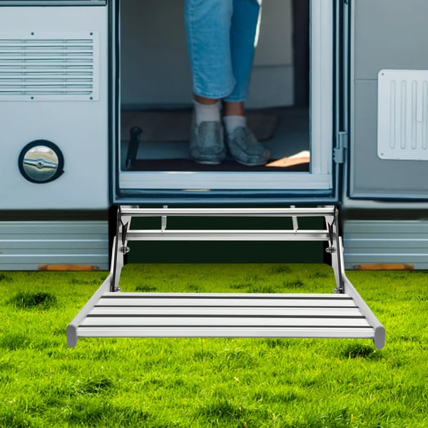 Manual RV-trin, robust aluminiumkonstruktion, skridsikker design,Sølv