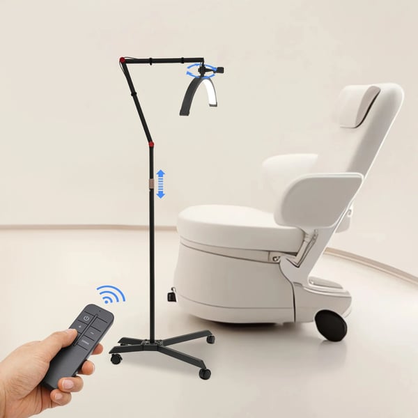 LED Gulvlampe, Justerbar Højde, 360° Rotation,EU, sort