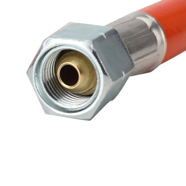 Gastryksreducer, 30 mbar, 1/2 tomme R hungevind, 1/4 tomme hangevind, 1,5 m PVC slange, Egnet til propangasflasker