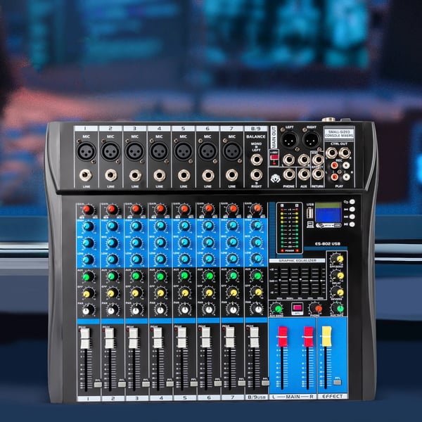 Stereo Lydmixer, 8 Kanaler, Bluetooth Kompatibilitet,sort