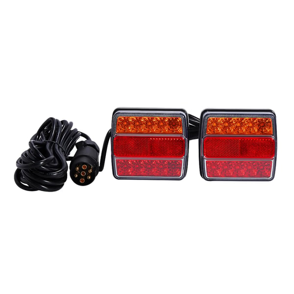 LED Baglygter, 7-Pins Stik, Holdbart Design,Rød