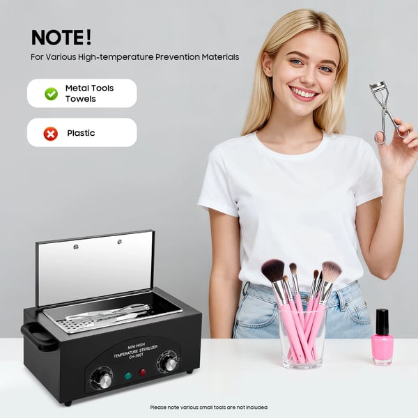 Torrvärme Sterilisator, Timerfunktion, Kompakt Design,svart