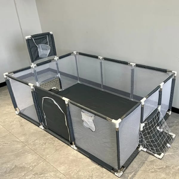 Babylegetelt, rummelig design, holdbart metal, børnesikkerhedsbarriere,med 4 træk ringe