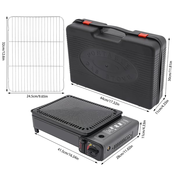 Grill Komfur, Bærbar Design, Holdbar Konstruktion,sort