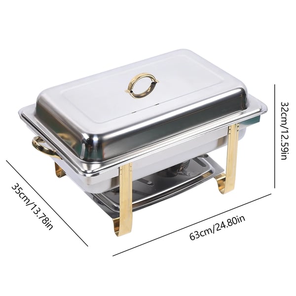 Chafing Dish, Ruostumaton Teräs, 2.38 Gallona, Irrotettavat Polttoainepidikkeet, Kestävä Rakenne, Helppo Puhdistus