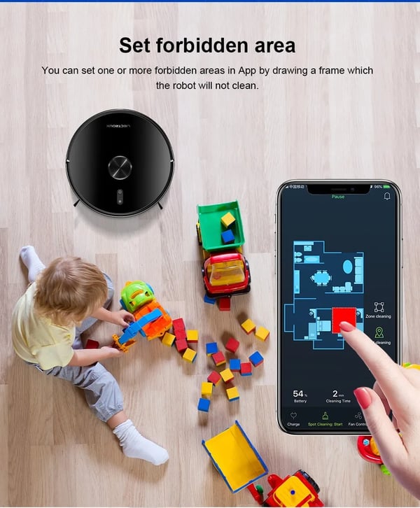 Robotstøvsuger, 6500Pa Sugeevne, Smart Navigation,Liectroux X6