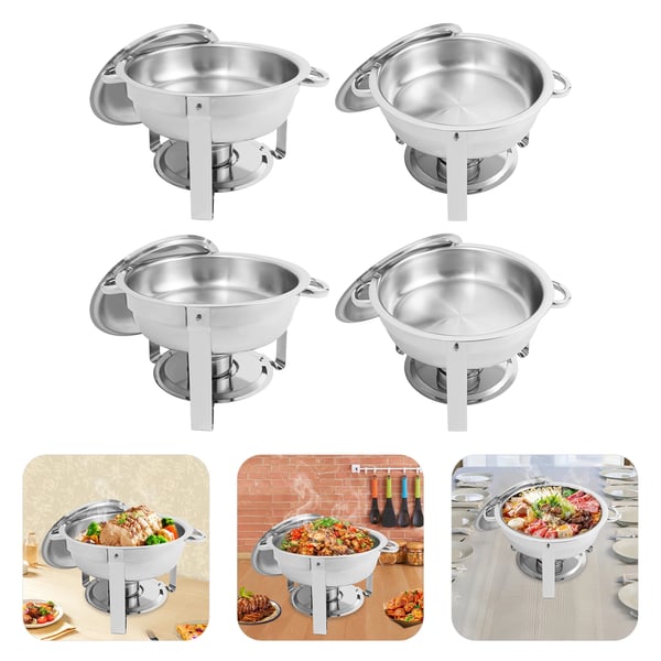 Chafing Dish Sæt, Rustfrit Stål, Varm Mad Serveringsløsning,Sølv