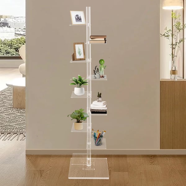 Bogreol, Akrylmateriale, Dimensioner 40 x 40 x 173,5 cm, 9 Hylder, Moderne Stil, Rektangulær Form