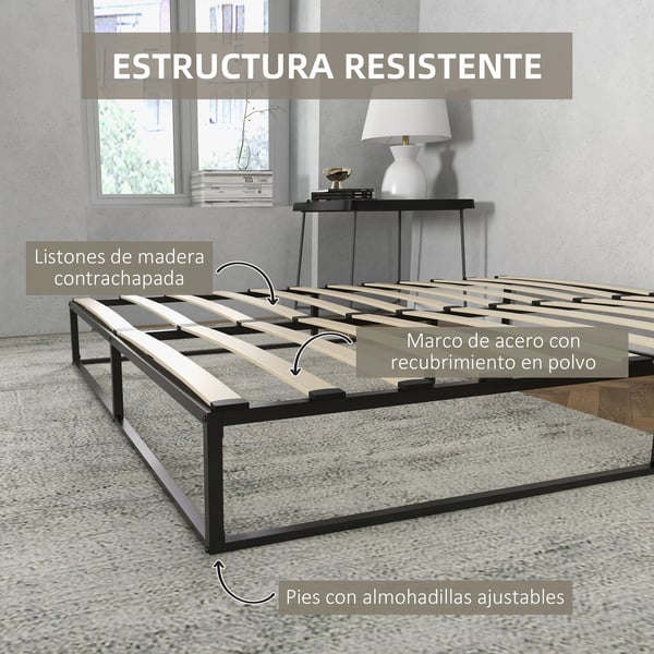 Sengestel, Robust Stål Konstruktion, Moderne Stil,200x180x25 cm, Sort