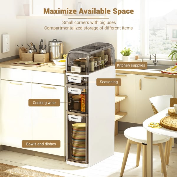 Narrow Storage Cabinet, Plastmateriale, Dimensioner 18 x 41 x 78 cm, 4 Lag, Belastning 10 kg, Vægt 3.8 kg
