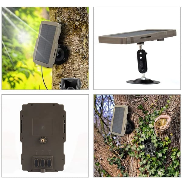 Jagtkamera Solpanel, 3000mAh Batteri, 11,8 x 5,4 x 0,8 tommer, Høj-effektiv solpanel, Rotationsmonteringsbeslag