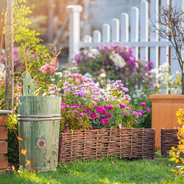 Havepalisade, Naturlig Rattan, Nem Montering,Brun