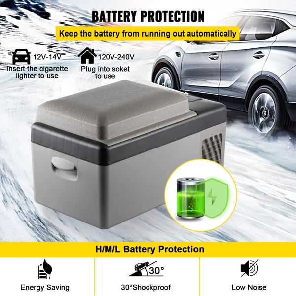 Bilkøleskab, 20L kapacitet, -20℃ til 20℃ køleområde, 45W effekt, kompakt design, letvægts 9 kg