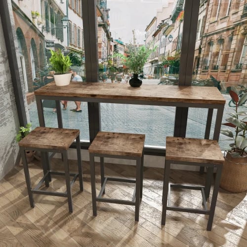 Matbord Set, MDF Paneler, Metallram, Mått 47"x23.5"x36", Belastningskapacitet 300 lbs, Lätt Montering