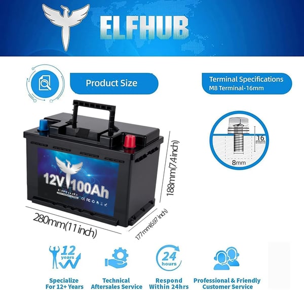 Batteripakke, 100Ah kapacitet, Bluetooth styringssystem,12V100-Mimi