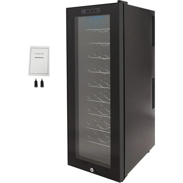 Vinkælder, 90L kapacitet, rummer 30 flasker, LED berøringspanel, strømforbrug 0,61 kWh/24t, 140W nominel effekt